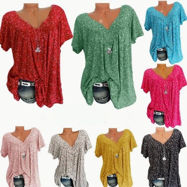 🌞Frühlingserwachen: 50% Rabatt!🌸Damen Kurzarmbluse mit Frühlingsblumenprint: V-Ausschnitt & lockere Passform – Atmungsaktiv, knitterfrei & figurschmeichelnd für Frühling & Sommer