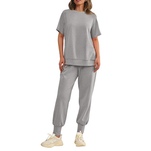 Lässiges, locker sitzendes zweiteiliges Trainingsanzug-Set für Damen aus T-Shirt und Hose