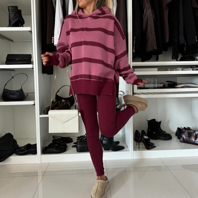 🎅Weihnachtsvorverkauf🎁 Oversize-Hoodie und Leggings-Set für Damen