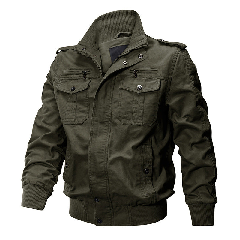 Herren Militärjacke mit Stehkragen und Reißverschluss