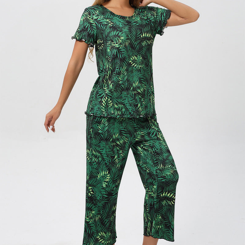⏳Begrenzte Zeit 50% Rabatt💥Women's Printed Top & Pants Nachtwäsche Set