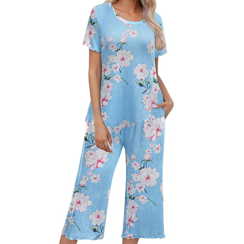 ⏳Begrenzte Zeit 50% Rabatt💥Women's Printed Top & Pants Nachtwäsche Set