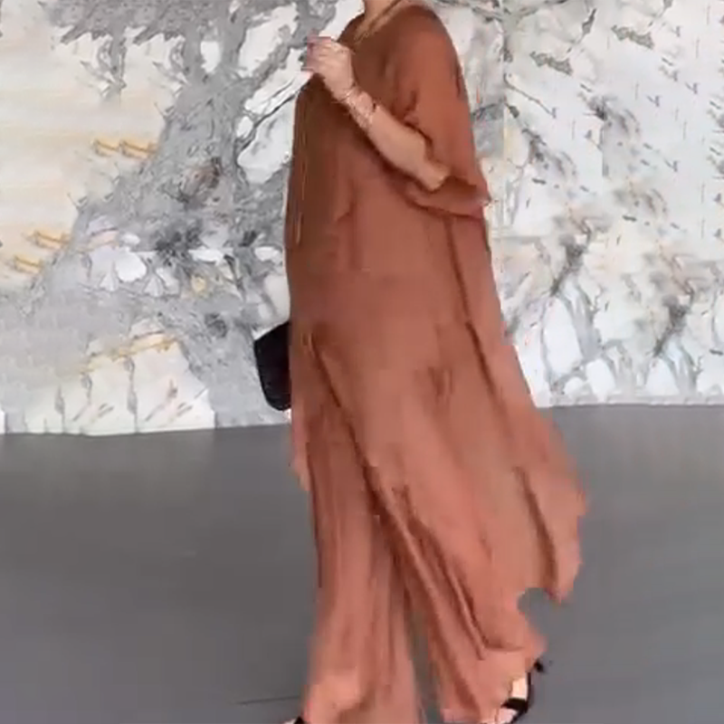 Set aus unregelmäßigem Oberteil und lockerer Hose für Frauen✨