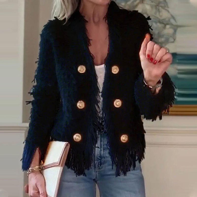 💗LETZTER TAG AKTION - 51% RABATT💗Modische Kurzjacke für Damen mit Knöpfen und Quasten