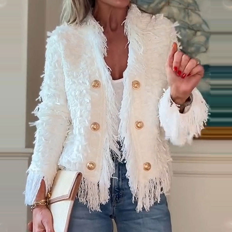 💗LETZTER TAG AKTION - 51% RABATT💗Modische Kurzjacke für Damen mit Knöpfen und Quasten