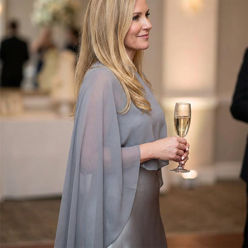 🌞Frühlingserwachen: 50% Rabatt!✨Elegantes Damen Cape-Kleid & Schal-Set – Fließendes Design, Zweiteilig & Vielseitig für Fest & Gala