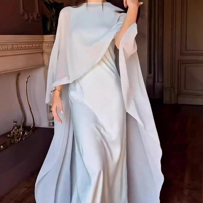 🌞Frühlingserwachen: 50% Rabatt!✨Elegantes Damen Cape-Kleid & Schal-Set – Fließendes Design, Zweiteilig & Vielseitig für Fest & Gala