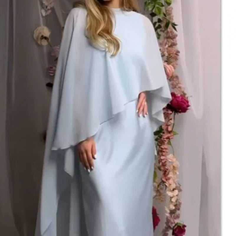 🌞Frühlingserwachen: 50% Rabatt!✨Elegantes Damen Cape-Kleid & Schal-Set – Fließendes Design, Zweiteilig & Vielseitig für Fest & Gala