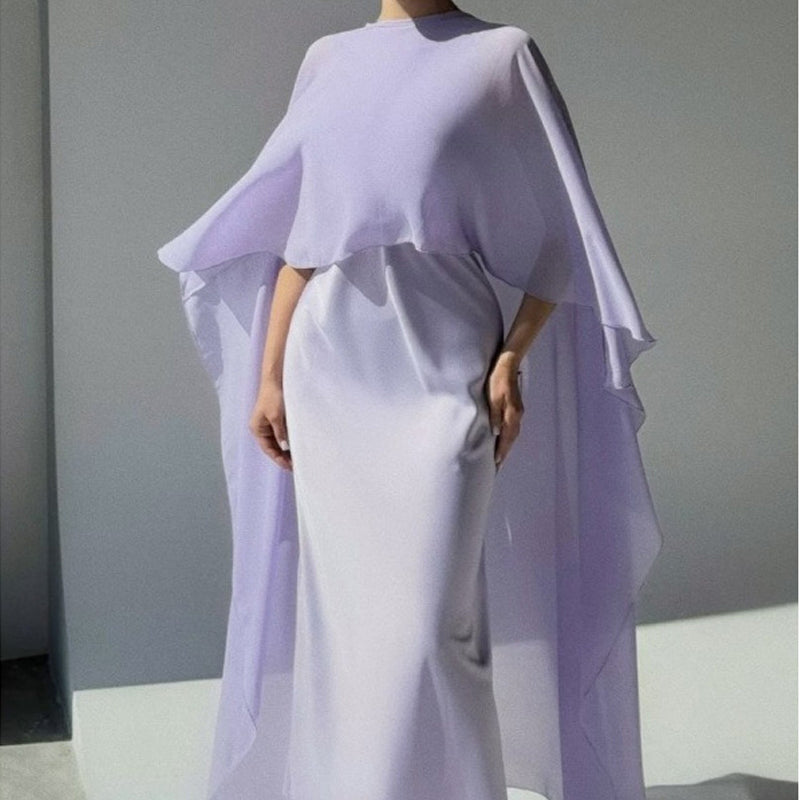 🌞Frühlingserwachen: 50% Rabatt!✨Elegantes Damen Cape-Kleid & Schal-Set – Fließendes Design, Zweiteilig & Vielseitig für Fest & Gala