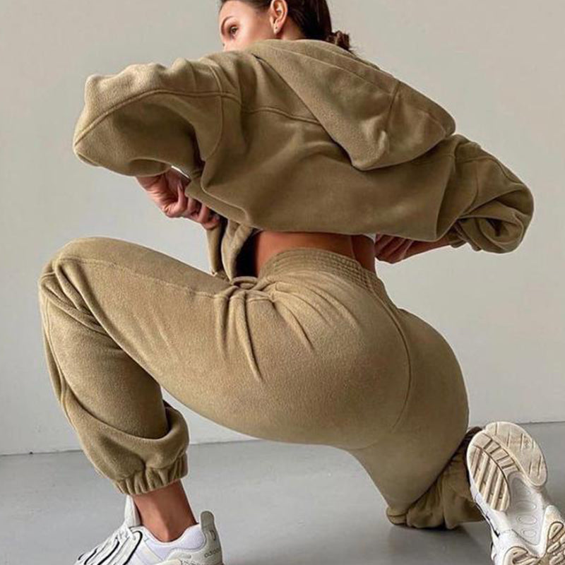 🌞Frühlingserwachen: 50% Rabatt!👖 Damen 2-Teilig Fleece Set – Leicht & Frisch für Frühling – Kapuzenjacke & Jogginghose, Lässiger Stil für jeden Tag