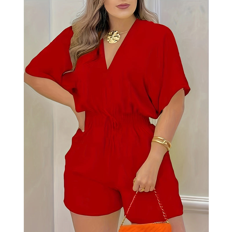 🌞Frühlingserwachen: 50% Rabatt!📿"Easy Breeze" Sommer-Romper: Figurschmeichelnde Smock-Taille & V-Neck