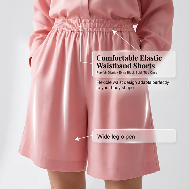 🌞Frühlingserwachen: 50% Rabatt!✨"Pyjama-Chic" Lounge-Set: Seidenweicher Zweiteiler mit Hemd & Bermuda-Shorts