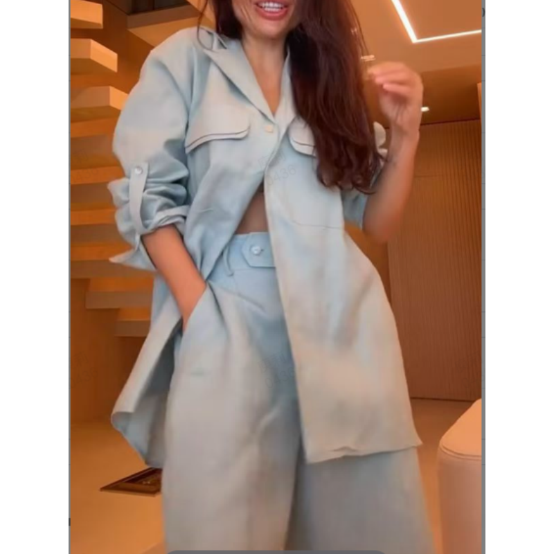 🌞Frühlingserwachen: 50% Rabatt!✨"Pyjama-Chic" Lounge-Set: Seidenweicher Zweiteiler mit Hemd & Bermuda-Shorts