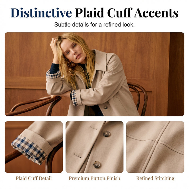 🌞Frühlingserwachen: 50% Rabatt!🎉Damen Kurzjacke "Parisian Style" – Edler Einreiher mit modischen Karo-Details