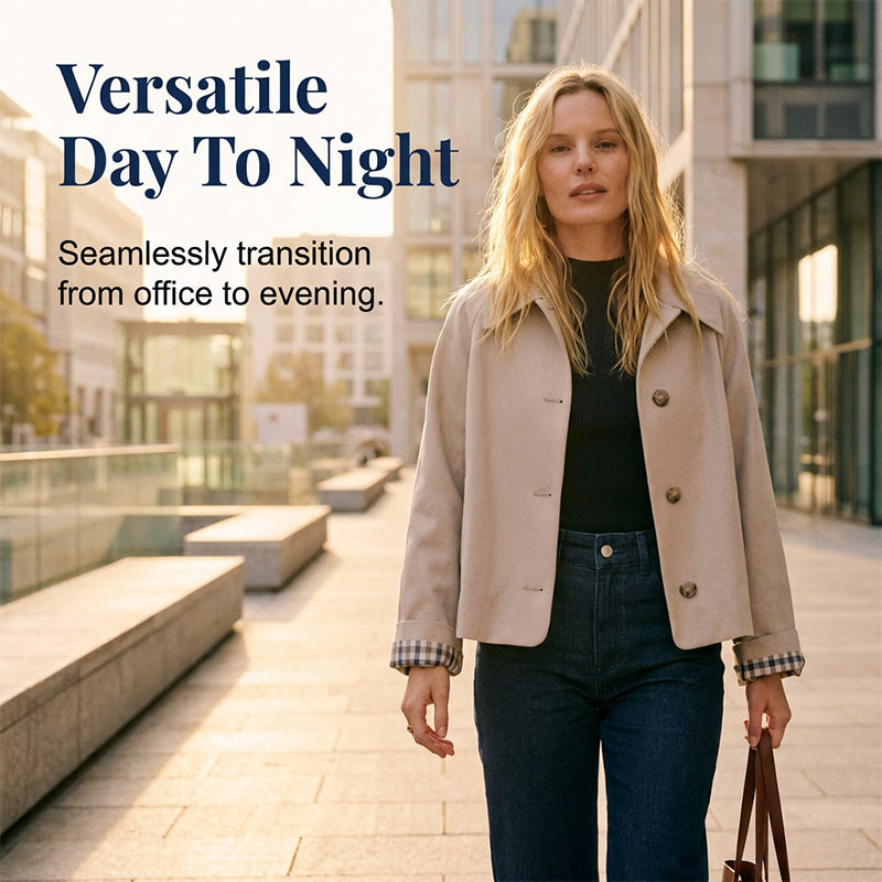 🌞Frühlingserwachen: 50% Rabatt!🎉Damen Kurzjacke "Parisian Style" – Edler Einreiher mit modischen Karo-Details