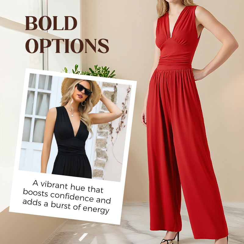 🌞Frühlingserwachen: 50% Rabatt!🎉Der Wow-Jumpsuit "Confidence": Tiefer V-Ausschnitt & Figurschmeichelnde Silhouette