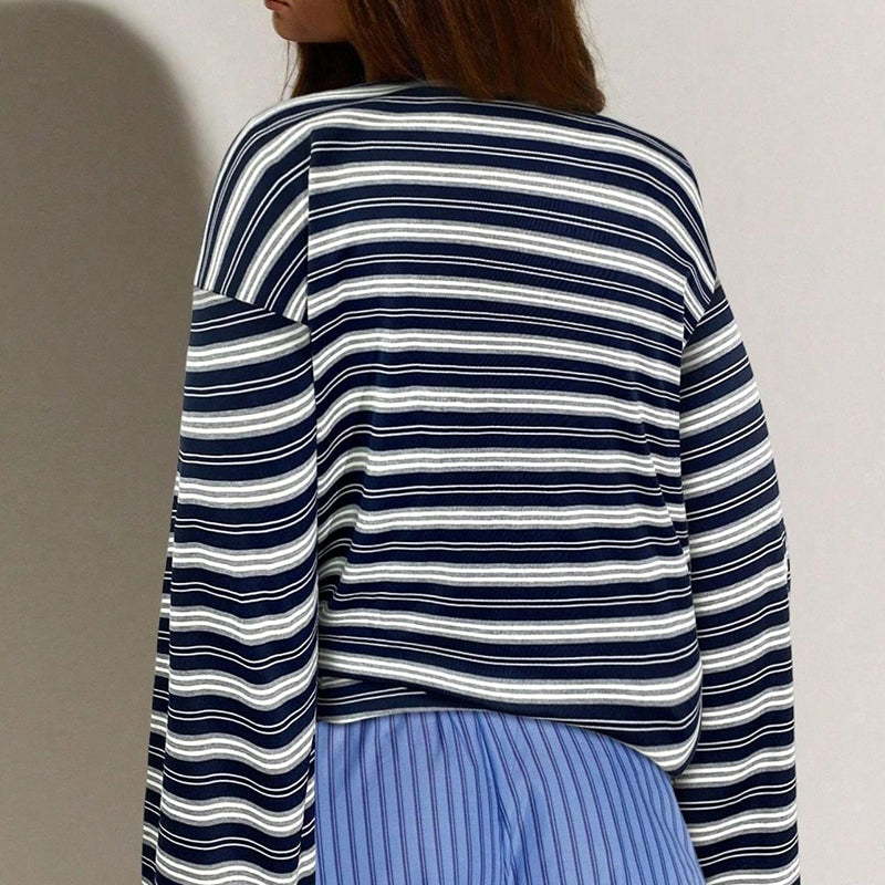 🌞Frühlingserwachen: 50% Rabatt!🎉Klassisches Langarmshirt mit Retro-Streifen: Knitterfrei, Weich & Vielseitig