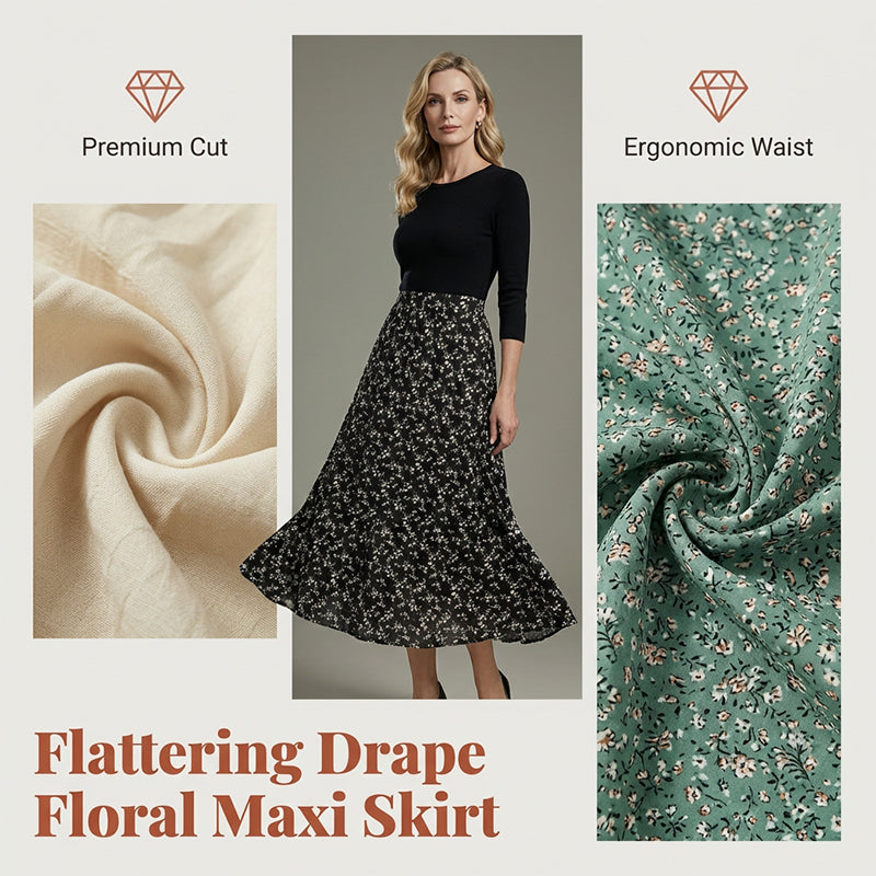 Women's Floral High-Waist A-Line Maxi Skirt