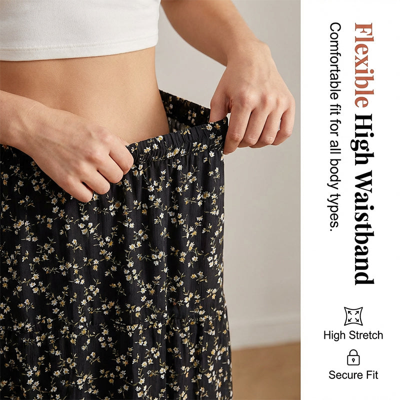 Women's Floral High-Waist A-Line Maxi Skirt