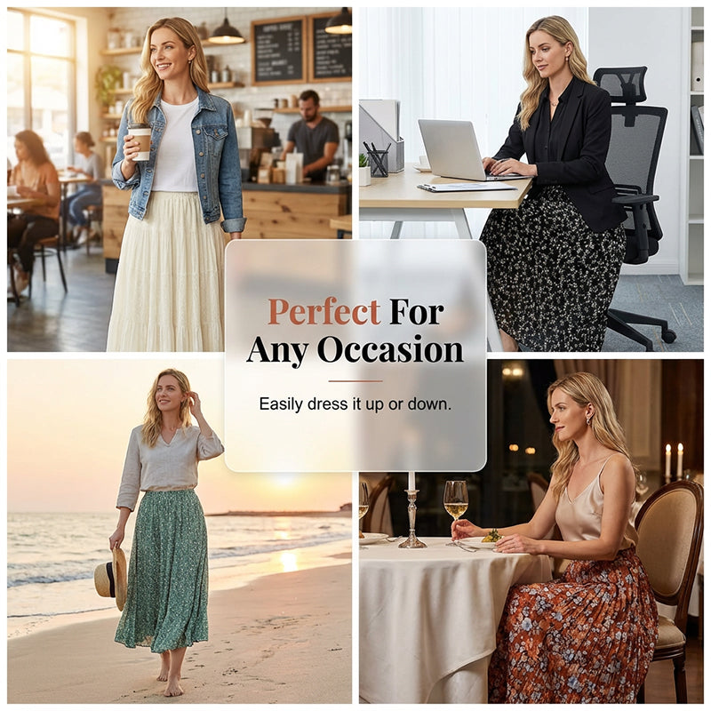 Women's Floral High-Waist A-Line Maxi Skirt