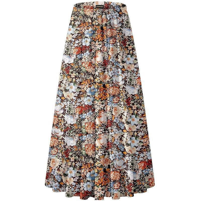 Women's Floral High-Waist A-Line Maxi Skirt