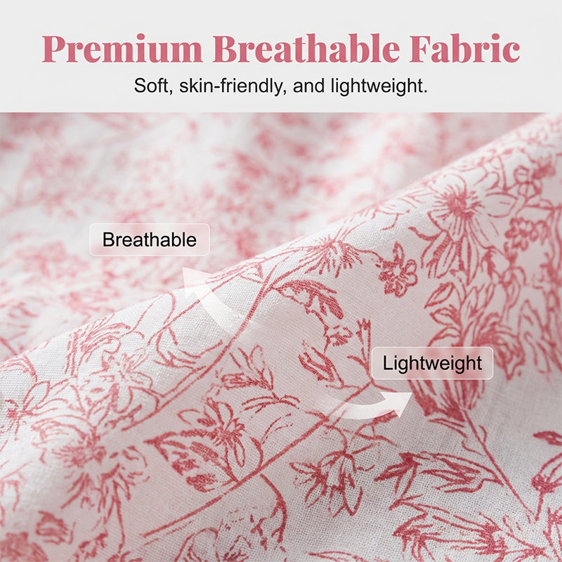 Elegantes V-Ausschnitt Midikleid mit Premium-Drape – Blumiges Stufenkleid